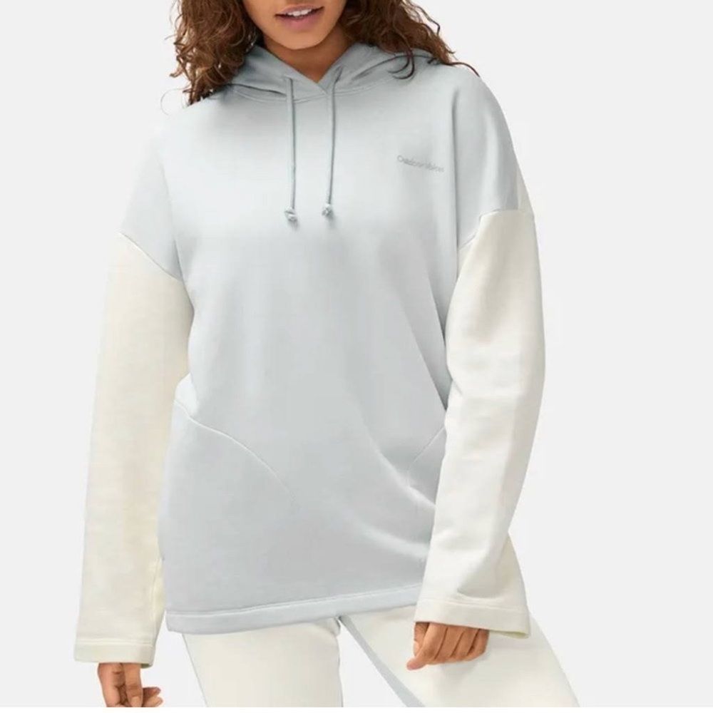 Outdoor Voices Dove Bone Colorblock Oversized Soft Cotton Hoodie SizeMedium NWT - Picture 1 of 3